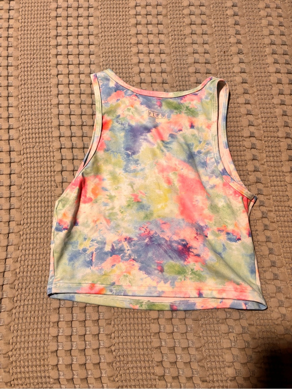 Fleo Pastel Tie-Dye Cropped Tank Top - Pink Blue Green Yellow